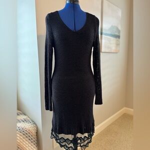 Venus Knit Dress With Lace Trim.